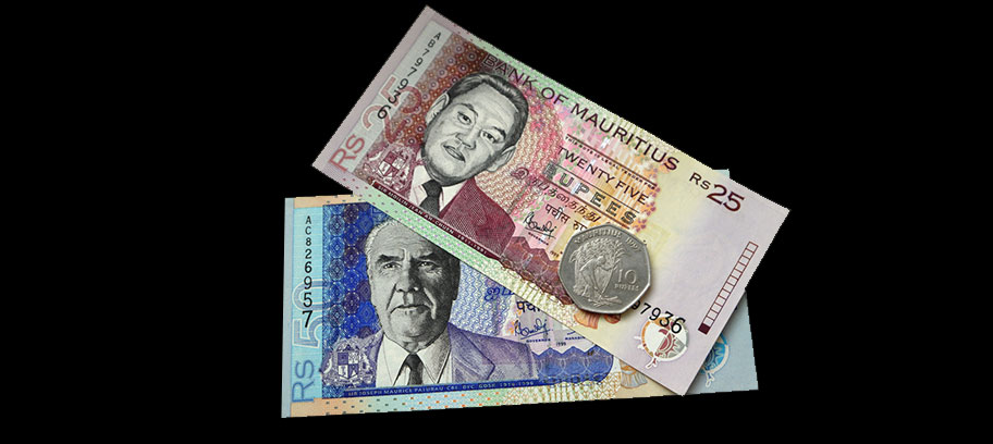 Mauritius Rupien Währung Bild Banknoten und Münzen